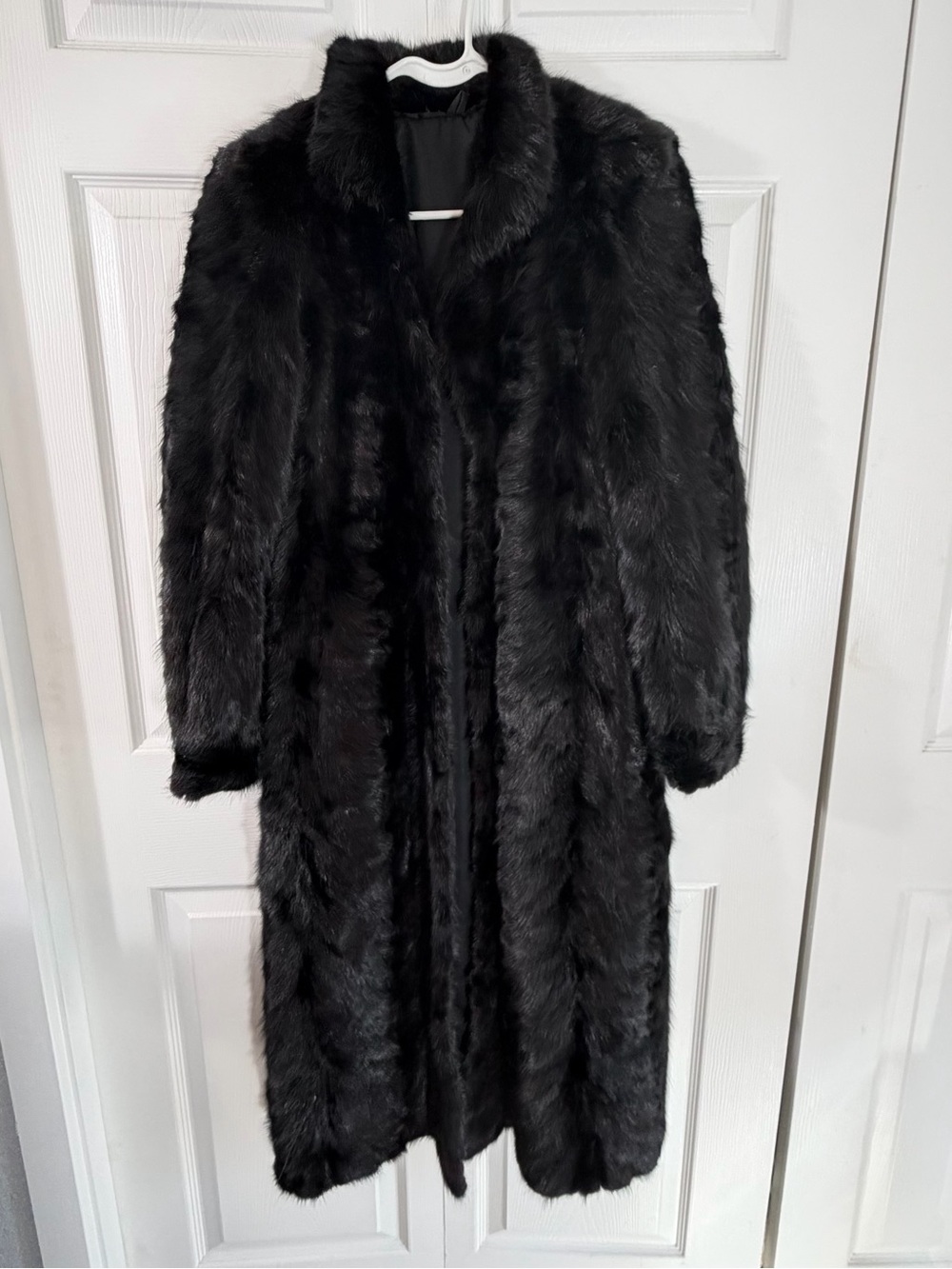Black Mink Fur Full Length Coat Shawl Collar Mink Trench Women’s XS or Small